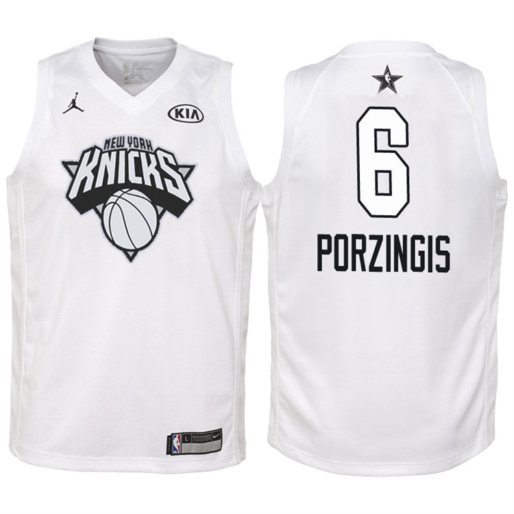 Youth 2018 All-Star Knicks Kristaps Porzingis #6 White Jersey Youth 2018 All-Star Knicks Kristaps Porzingis #6 White Jersey