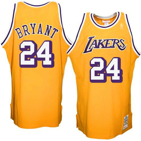 Kobe Bryant Los Angeles Lakers #24 Hardwood Classic 1970s Throwback Yellow Jersey