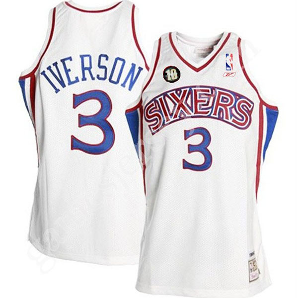 Allen Iverson Philadelphia 76ers #3 10th Anniversary Patch White Swingman Jersey