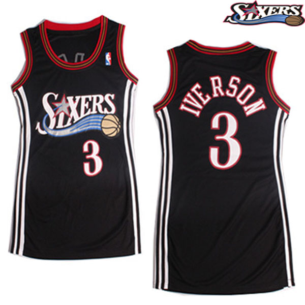 Women's Allen Iverson Philadelphia 76ers #3 Black Jersey Women's Allen Iverson Philadelphia 76ers #3 Black Jersey
