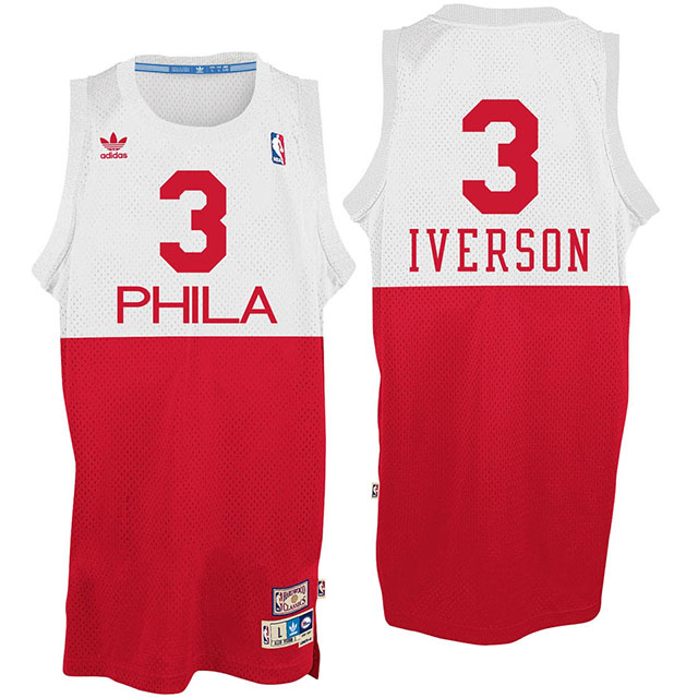 Allen Iverson Philadelphia 76ers #3 Phila White/Red Hardwood Classics Swingman Jersey