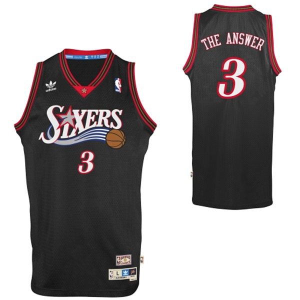 Allen Iverson Philadelphia 76ers #3 Nickname "The Answer" Black Jersey