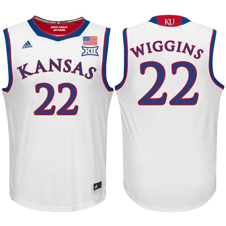 Andrew Wiggins NCAA Kansas Jayhawks #22 White Basketball Jersey Andrew Wiggins NCAA Kansas Jayhawks #22 White Basketball Jersey