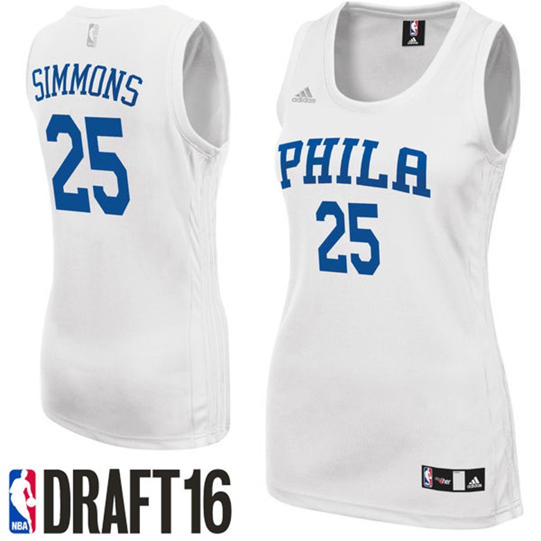 Women's Ben Simmons Philadelphia 76ers #25 2016 NBA Draft Home White Jersey Women's Ben Simmons Philadelphia 76ers #25 2016 NBA Draft Home White Jersey