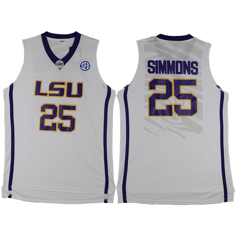 Ben Simmons NCAA LSU Tigers #25 White College Basketball Jersey Ben Simmons NCAA LSU Tigers #25 White College Basketball Jersey