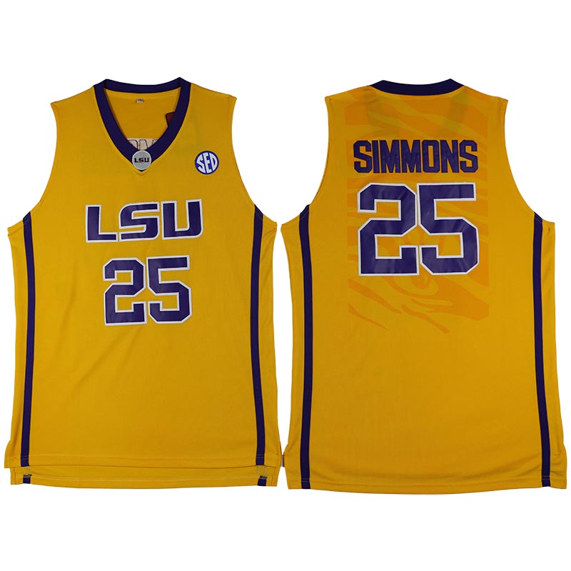 Ben Simmons NCAA LSU Tigers #25 Yellow College Basketball Jersey Ben Simmons NCAA LSU Tigers #25 Yellow College Basketball Jersey