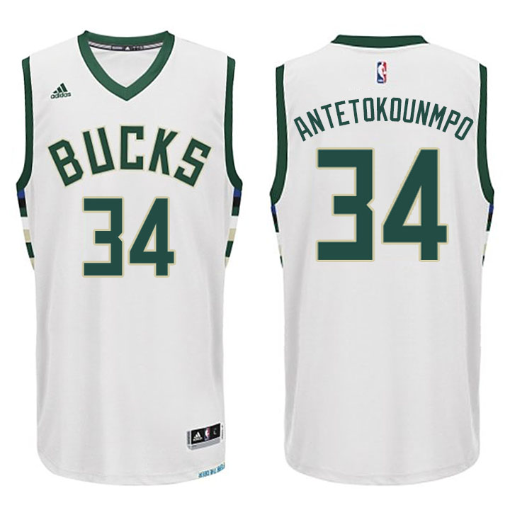 Milwaukee Bucks #34 Giannis Antetokounmpo 2015-16 New Season Swingman Home White Jersey