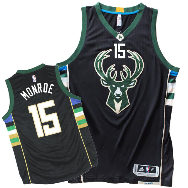 Greg Monroe Milwaukee Bucks #15 2015-16 Season Black New Jersey
