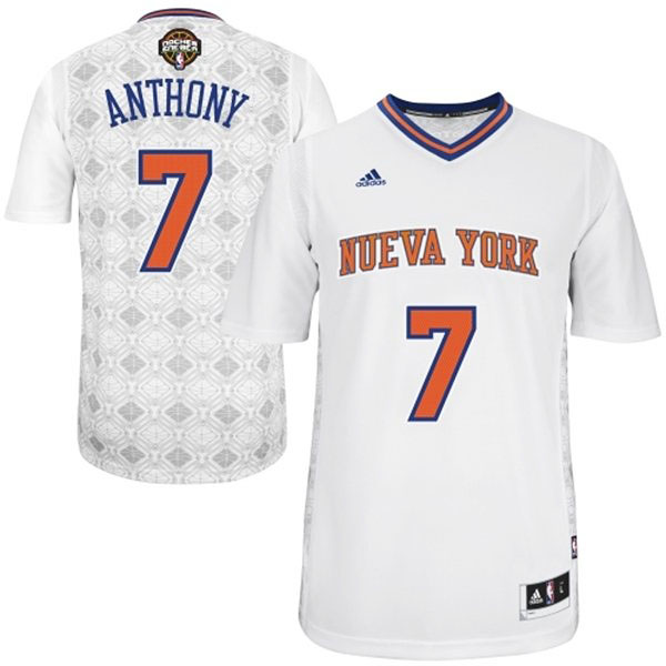 Carmelo Anthony New York Knicks #7 2014 Noches Enebea Swingman White Jersey Carmelo Anthony New York Knicks #7 2014 Noches Enebea Swingman White Jersey