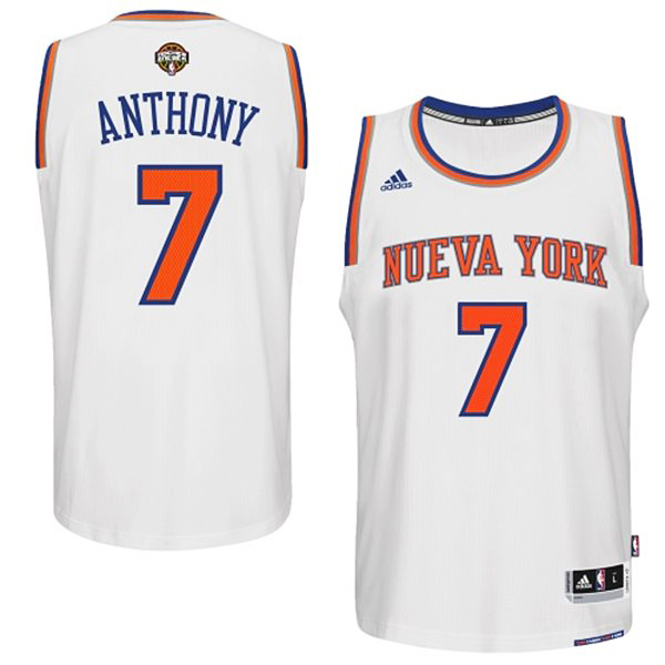 Carmelo Anthony New York Knicks #7 2014-15 Noches Enebea Swingman Home White Jersey Carmelo Anthony New York Knicks #7 2014-15 Noches Enebea Swingman Home White Jersey