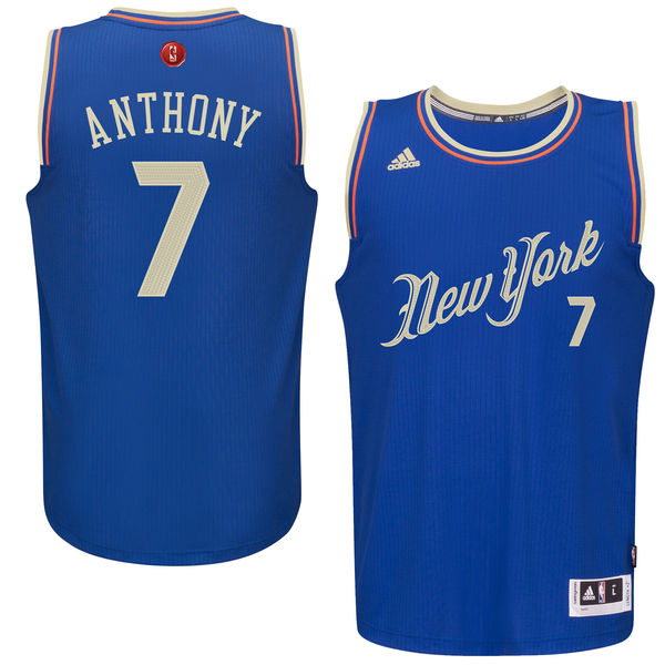 NBA 2015-16 Season New York Knicks #7 Carmelo Anthony Christmas Blue Jersey NBA 2015-16 Season New York Knicks #7 Carmelo Anthony Christmas Blue Jersey