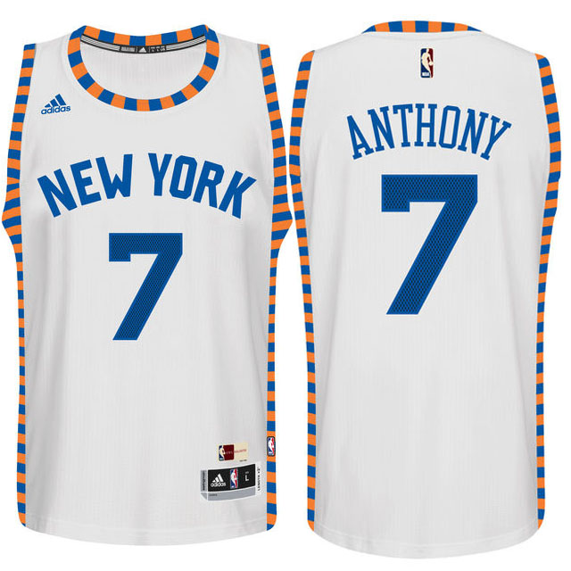 Carmelo Anthony New York Knicks #7 Hardwood Classics Swingman Home White Jersey Carmelo Anthony New York Knicks #7 Hardwood Classics Swingman Home White Jersey