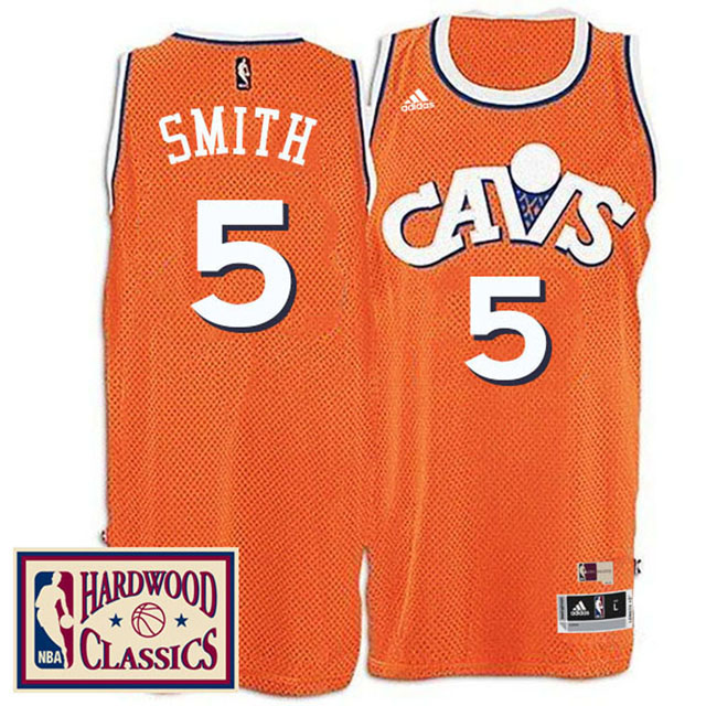 2016-17 Season Cleveland Cavaliers #5 Hardwood Classics Throwback Orange Jersey J.R. Smith