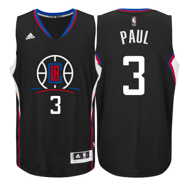 2015 New Season Logo Chris Paul Los Angeles Clippers #3 Black Swingman Jersey