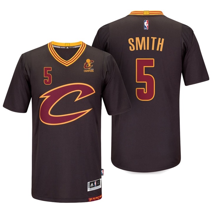 NBA Cleveland Cavaliers #5 J.R. Smith Black Trophy Banner Swingman Jersey