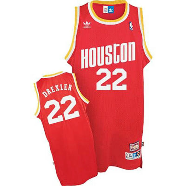 Clyde Drexler Houston Rockets #22 Soul Swingman Road Red Jersey