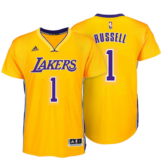 D'Angelo Russell Los Angeles Lakers #1 New Swingman Gold Short Sleeves Jersey
