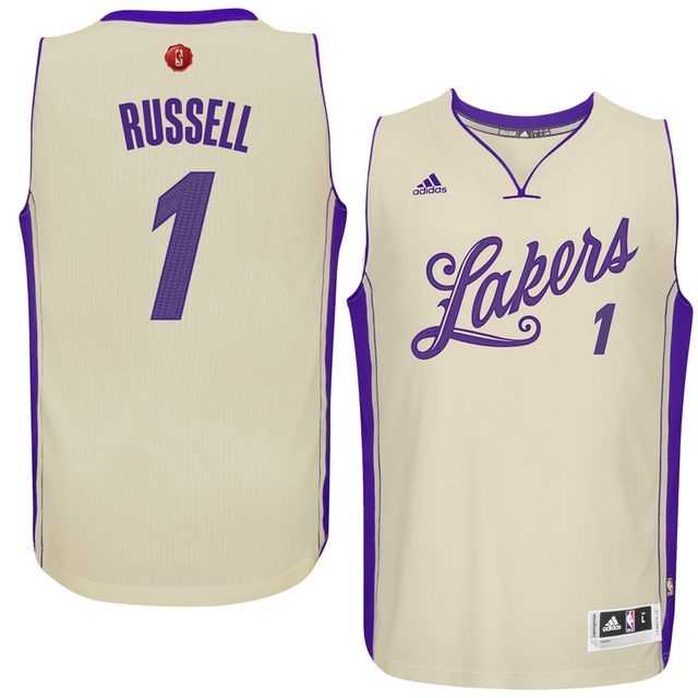 NBA 2015-16 Season Los Angeles Lakers #1 D'Angelo Russell Christmas Day White Jersey NBA 2015-16 Season Los Angeles Lakers #1 D'Angelo Russell Christmas Day White Jersey