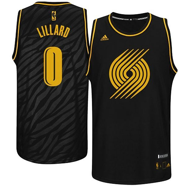 Damian Lillard Portland Trail Blazers #0 Precious Metals Fashion Swingman Black Jersey