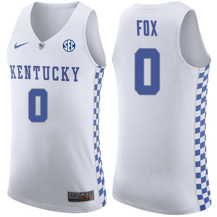 De'Aaron Fox NCAA Kentucky Wildcats #0 White Basketball Jersey