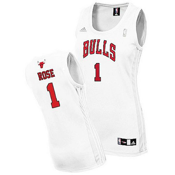 Women's Chicago Bulls #1 Derrick Rose Swingman Home White Jersey