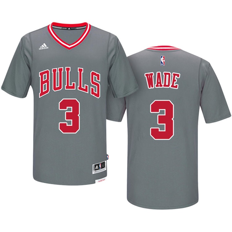 Dwyane Wade Chicago Bulls #3 Gray Pride Short Sleeved Swingman Jersey