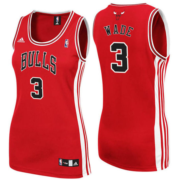 Women's Dwyane Wade Chicago Bulls #3 New Swingman Road Red Jersey