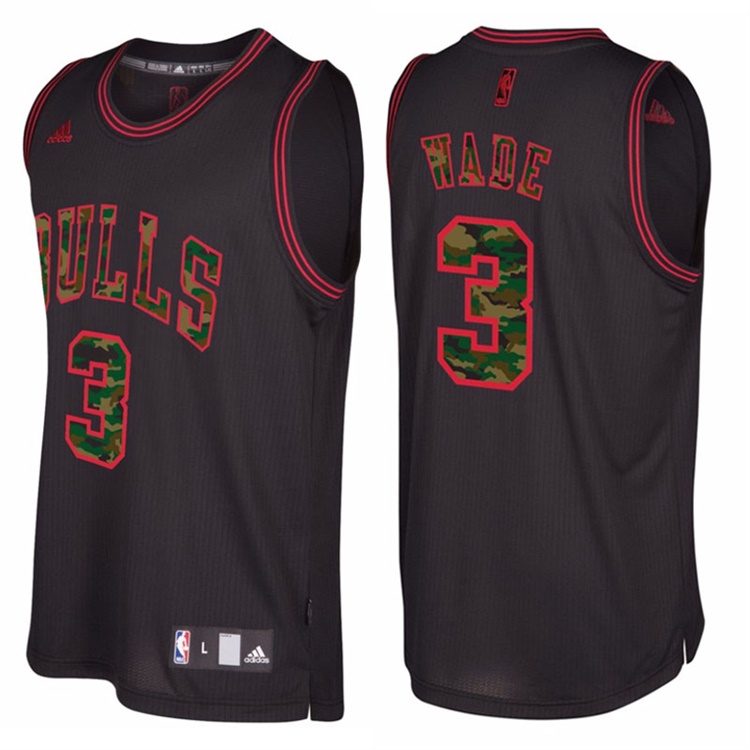 Dwyane Wade Chicago Bulls #3 Black Camo Fashio Swingman Jersey