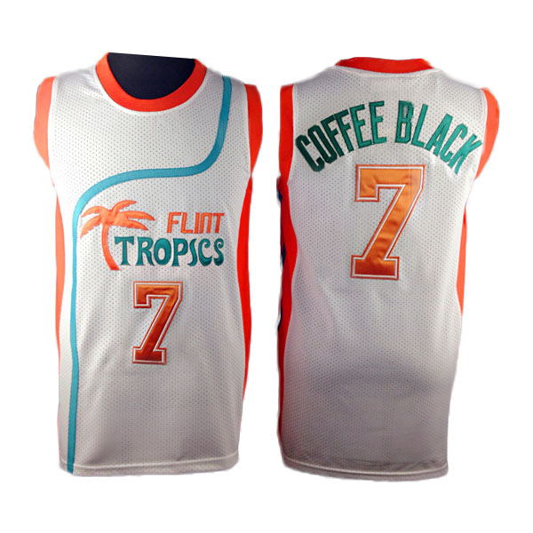 Flint Tropics #7 Coffee Black Semi Pro Movie White Basketball Jersey Flint Tropics #7 Coffee Black Semi Pro Movie White Basketball Jersey