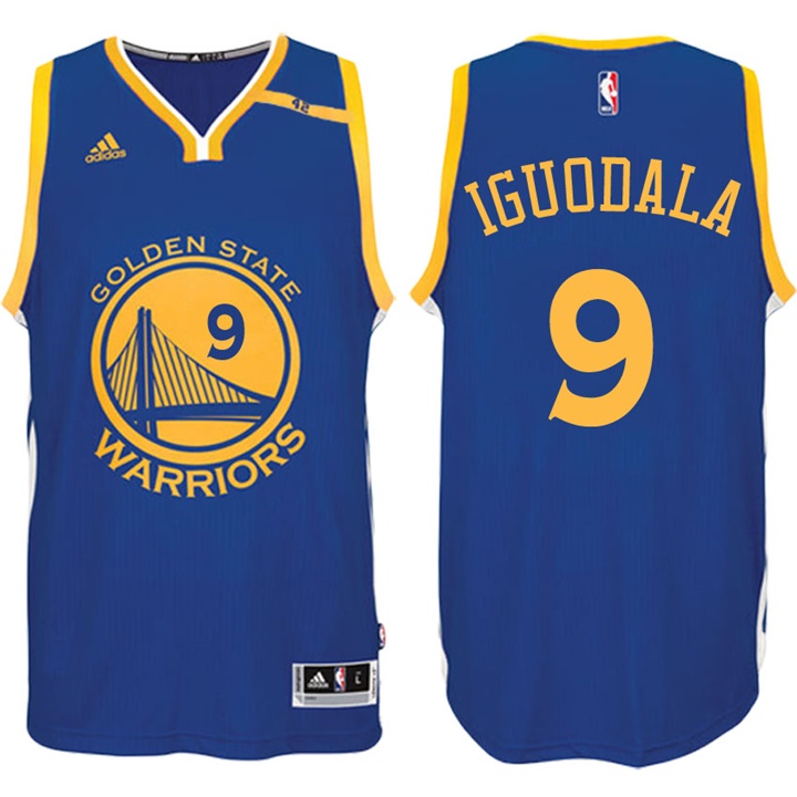 NBA Golden State Warriors #9 Andre Iguodala Road Blue 70th Anniversary 42 Patch Jersey