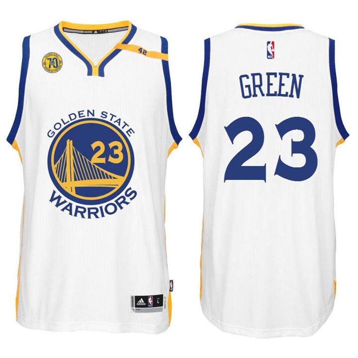 NBA Golden State Warriors #23 Draymond Green Home White 70th Anniversary 42 Patch Jersey NBA Golden State Warriors #23 Draymond Green Home White 70th Anniversary 42 Patch Jersey