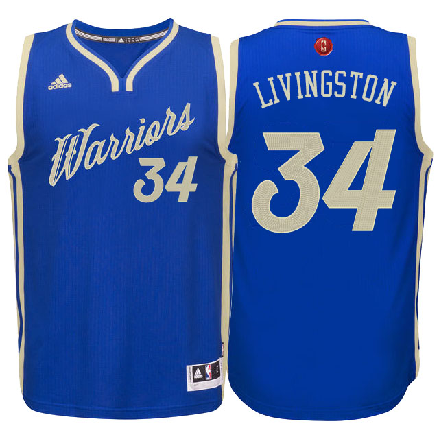 NBA 2015-16 Season Golden State Warriors #34 Shaun Livingston Christmas Blue Jersey