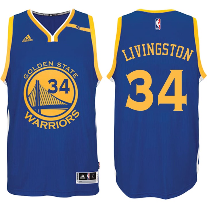 NBA Golden State Warriors #34 Shaun Livingston Road Blue 70th Anniversary 42 Patch Jersey