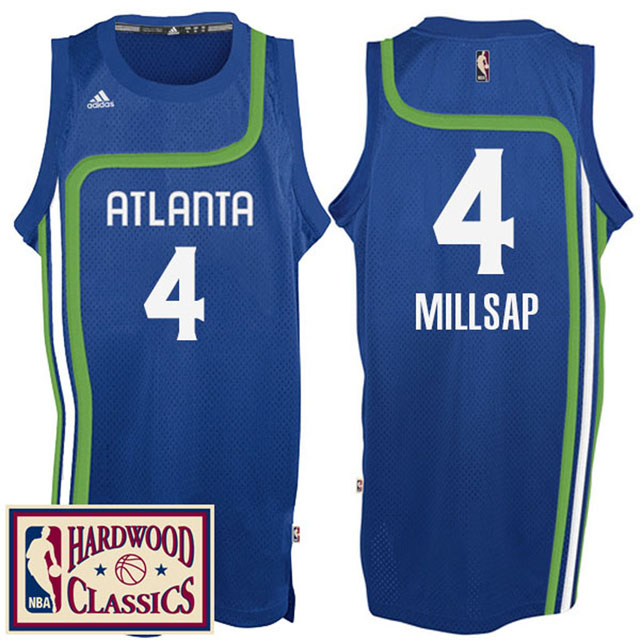2016-17 Season Atlanta Hawks #4 Hardwood Classics Throwback Royal Jersey Paul Millsap