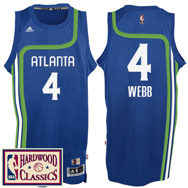 2016-17 Season Atlanta Hawks #4 Hardwood Classics Throwback Royal Jersey Spud Webb
