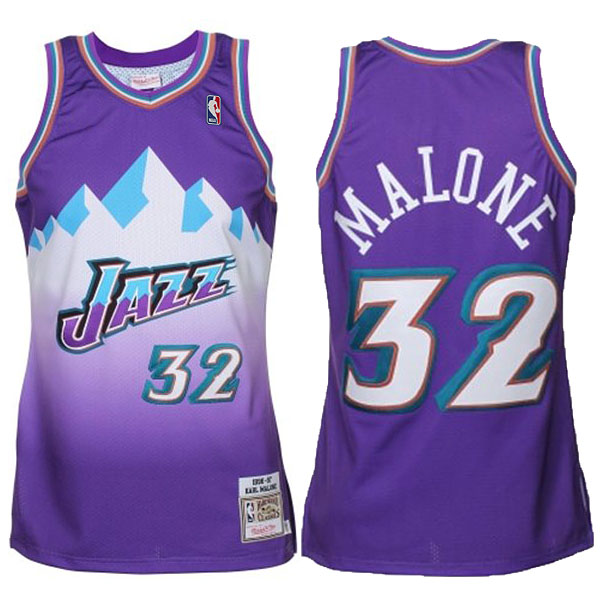 Utah Jazz #32 Karl Malone Hardwood Classic Throwback Purple Jersey