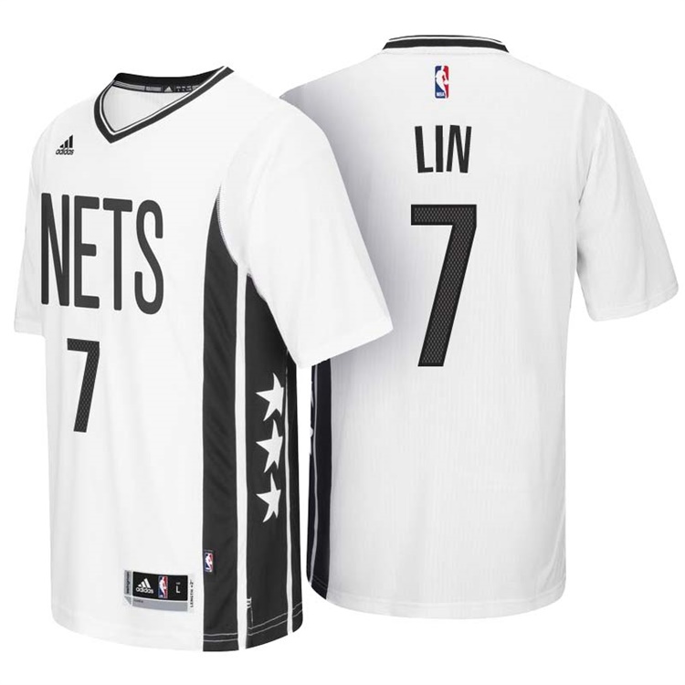 Jeremy Lin Brooklyn Nets #7 Wordmark Pride White Sleeved New Swingman Jersey