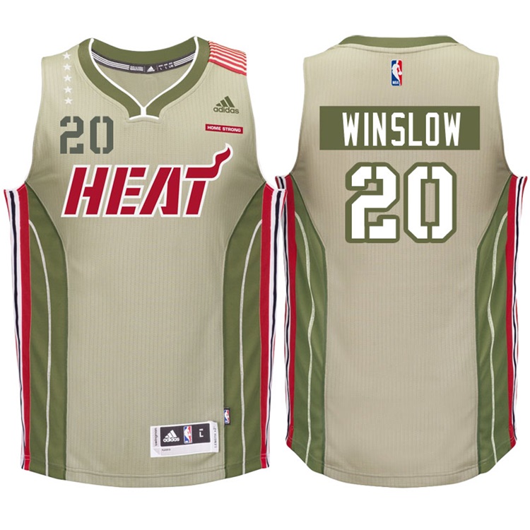 Justise Winslow Miami Heat #20 Khaki Home Strong New Swingman Jersey With 2023 NBA finals patch 
