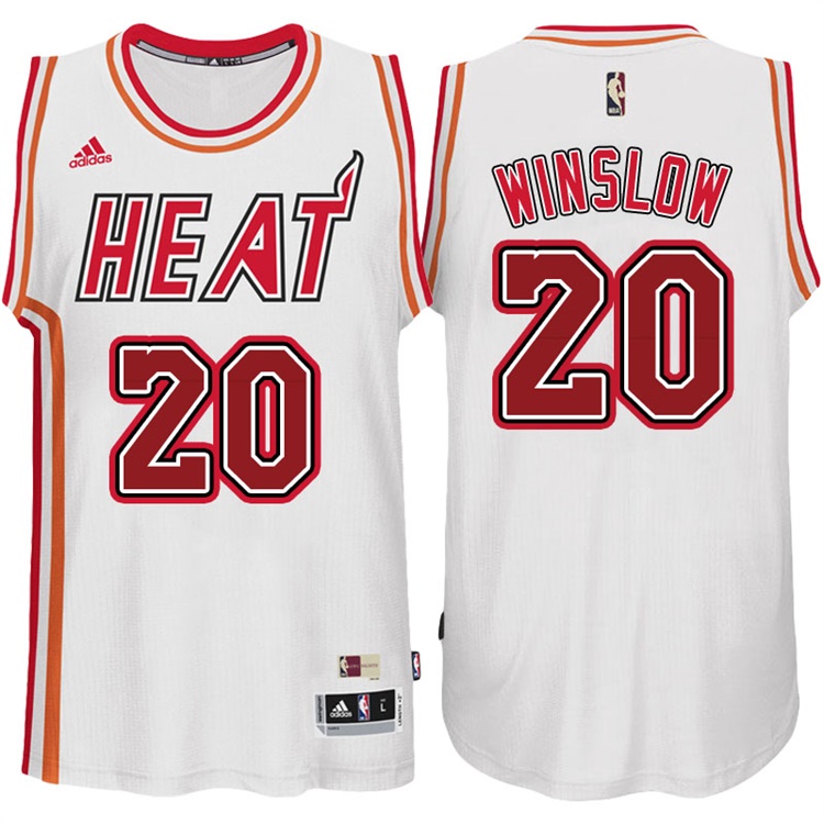 Justise Winslow Miami Heat #20 White Hardwood Classic Swingman Jersey With 2023 NBA finals patch 