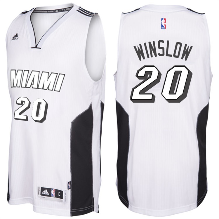 Justise Winslow Miami Heat #20 White Tie New Swingman Jersey With 2023 NBA finals patch 