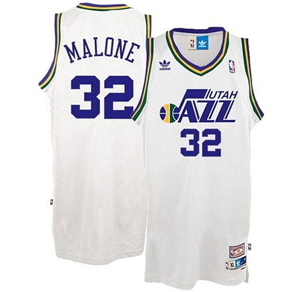 Karl Malone Utah Jazz #32 White Hardwood Classics Swingman Throwback Jersey