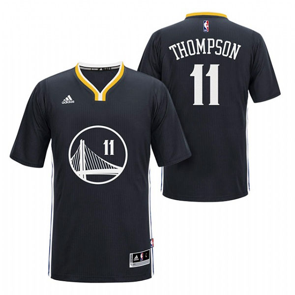 Klay Thompson Golden State Warriors #11 2014-15 New Swingman Black Jersey With Sleeves