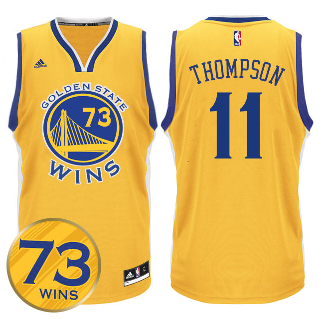 Klay Thompson Golden State Warriors #11 Record Breaking Season Exclusive 73 Wins Gold Jersey Klay Thompson Golden State Warriors #11 Record Breaking Season Exclusive 73 Wins Gold Jersey