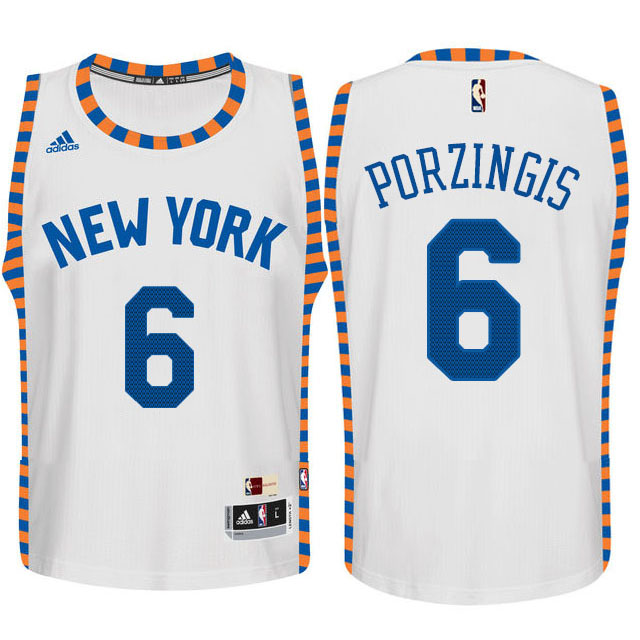 Youth Kristaps Porzingis New York Knicks #6 Hardwood Classics Home White Jersey Youth Kristaps Porzingis New York Knicks #6 Hardwood Classics Home White Jersey