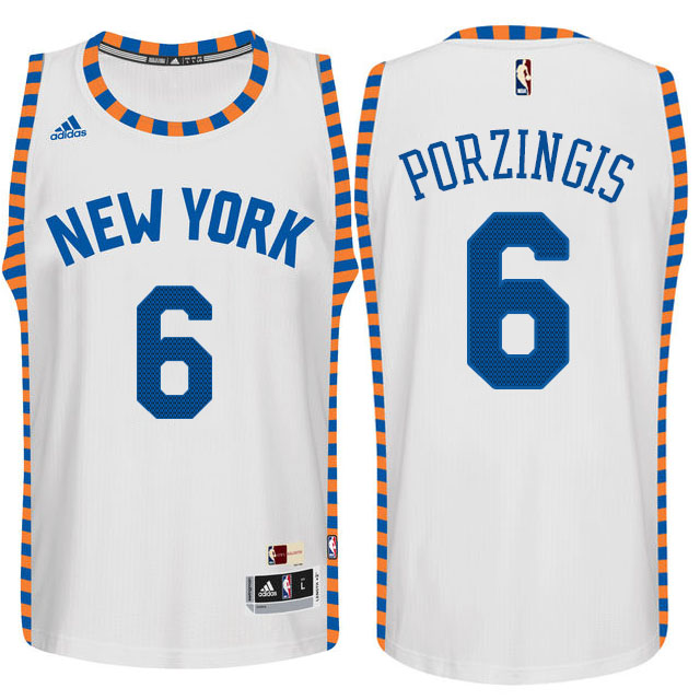 Kristaps Porzingis New York Knicks #6 Hardwood Classics Swingman Home White Jersey