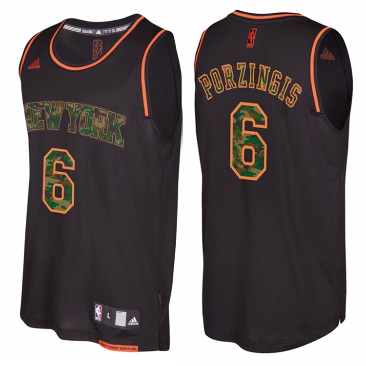 Kristaps Porzingis New York Knicks #6 Black Camo Fashio Swingman Jersey