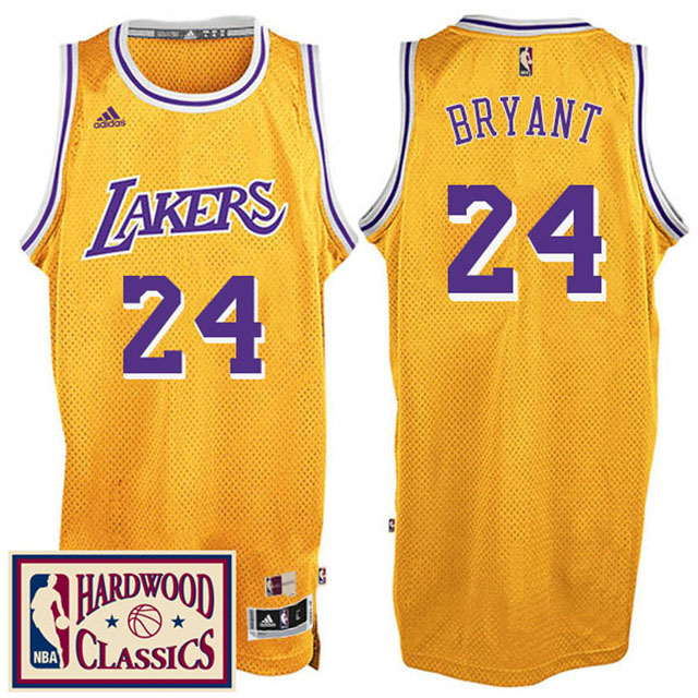 2016-17 Season Los Angeles Lakers #24 Hardwood Classics Throwback Gold Jersey Kobe Bryant 2016-17 Season Los Angeles Lakers #24 Hardwood Classics Throwback Gold Jersey Kobe Bryant