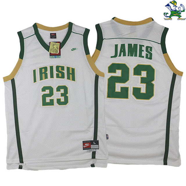 LeBron James Irish High School #23 White Jersey LeBron James Irish High School #23 White Jersey