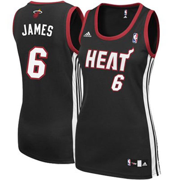 Women's LeBron James Miami Heat #6 Black Jersey With 2023 NBA finals patch 