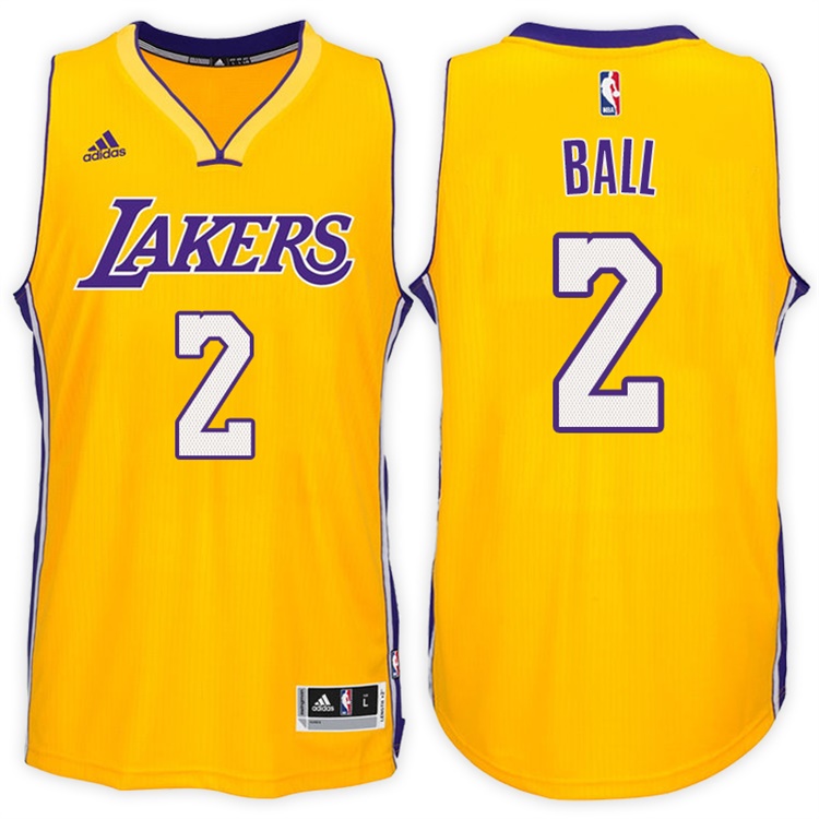 Lonzo Ball Los Angeles Lakers #2 Home Gold New Swingman Jersey